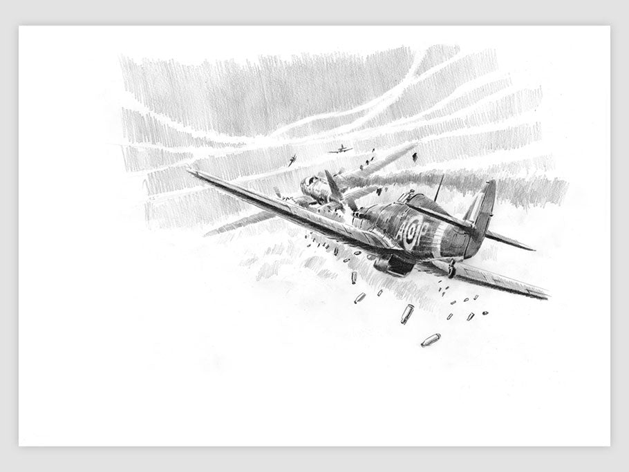 Hurricane vs He 111 - dessin original