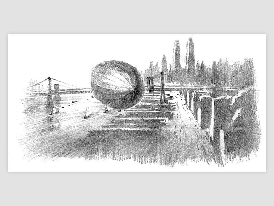 Zeppelin quais NY - dessin original